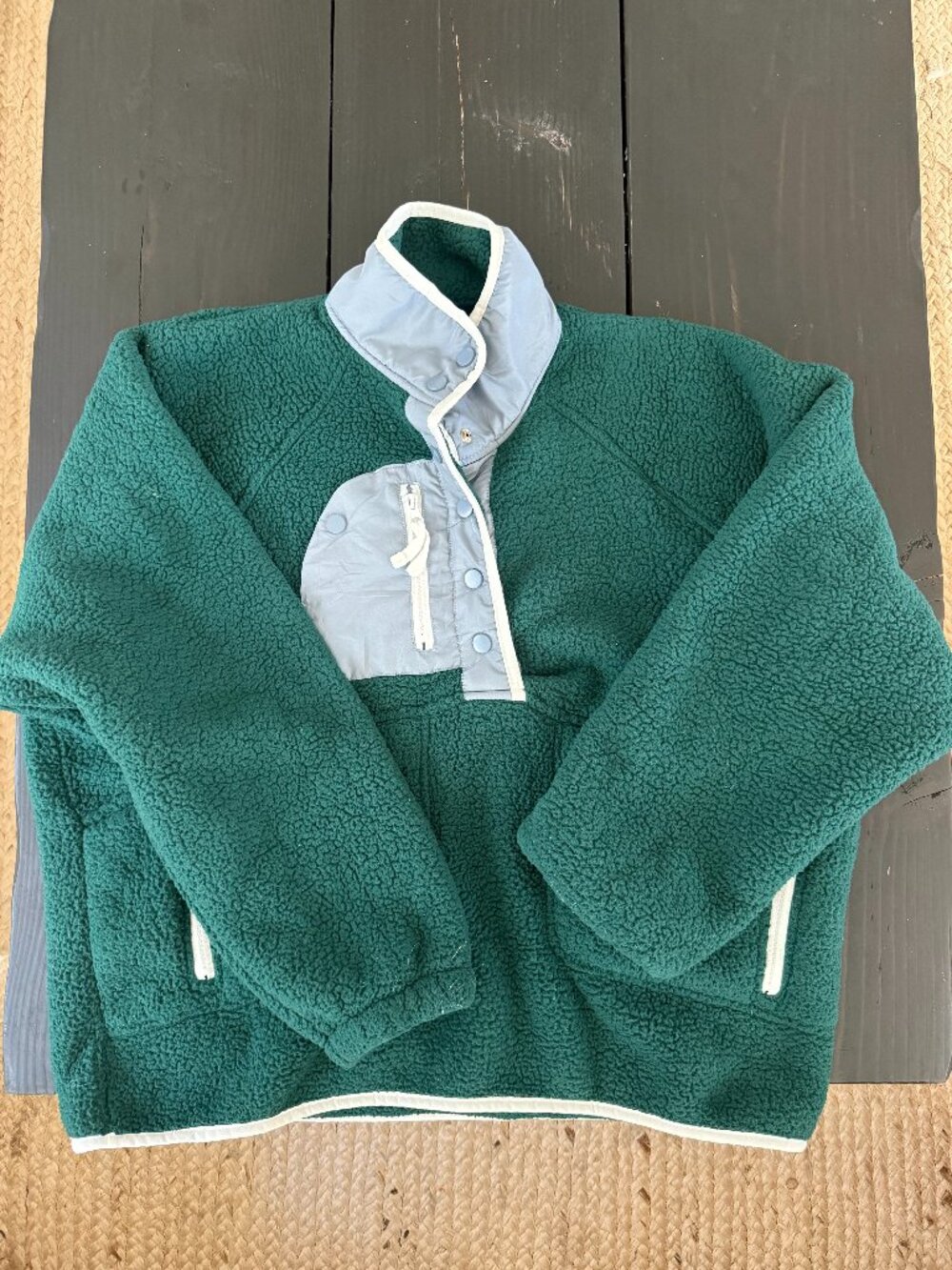 Womens Fleece Pullover Quarter Zip Sherpa Jacket Fuzzy Sweatshirt (L)